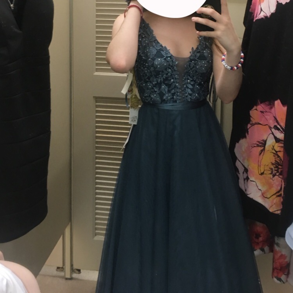 Macy’s Say Yes to the Prom Blue Embroidered Dress